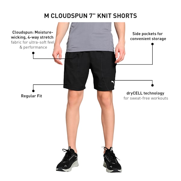 CLOUDSPUN Men's Training Knit 7" Shorts, PUMA Black, extralarge-IND